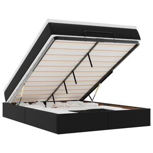 vidaXL Ottoman Bed with Mattress Black Double Faux Leather