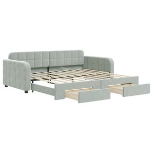vidaXL Daybed with Trundle&Drawers without Mattress Light Grey 90x190 cm
