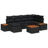 vidaXL Garden Sofa Set with Cushion 7 pcs Black Poly Rattan