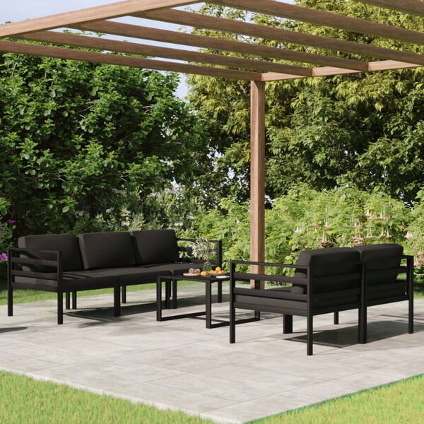 vidaXL 6 Piece Garden Lounge Set with Cushions Aluminium Anthracite
