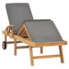 vidaXL Sun Lounger with Cushion Solid Teak Wood Dark Grey