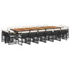 vidaXL 17 Piece Garden Dining Set with Cushions Black Poly Rattan