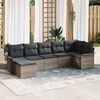 vidaXL Garden Sofa Set with Cushion 7 pcs Grey Poly Rattan