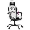 vidaXL Gaming Chair with Footrest White and Black Faux Leather