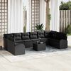 vidaXL Sofa Set with Cushion 11 pcs Black Poly Rattan