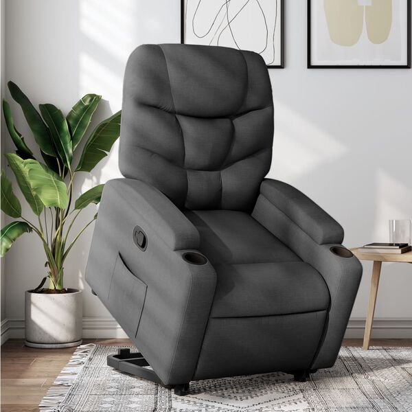 vidaXL Stand up Recliner Chair Dark Grey Fabric