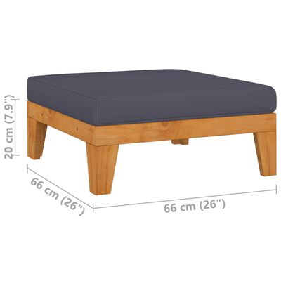 vidaXL Sectional Footrest with Dark Grey Cushion Solid Acacia Wood
