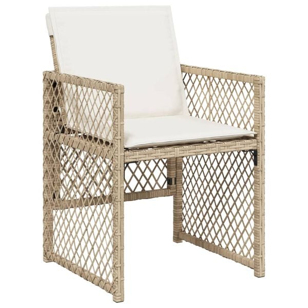 vidaXL Garden Chairs with Cushions 4 pcs Beige Poly Rattan