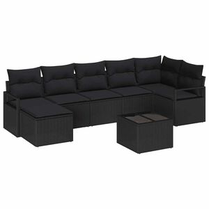 vidaXL Sofa Set with Cushion with Storage 8 pcs Black Poly Rattan