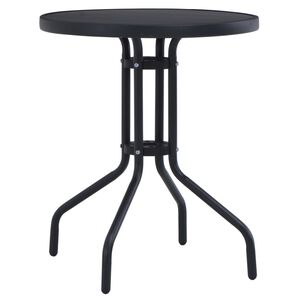 vidaXL Garden Table Black 80 cm Steel and Glass