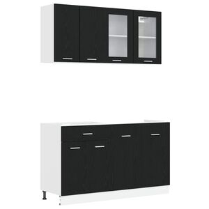 vidaXL Kitchen Unit LYON 4 pcs Black Oak Engineered Wood