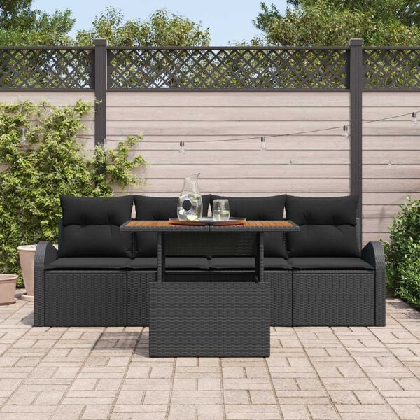 vidaXL Garden Sofa Set with Cushion Manual 5 pcs Black