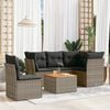 vidaXL 6 Piece Garden Sofa Set with Cushions Grey Poly Rattan