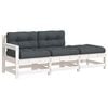 vidaXL 3 Piece Garden Lounge Set with Cushions White Solid Wood