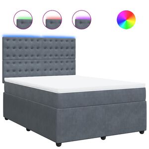 vidaXL Box Spring Bed with Mattress Dark Grey Double Velvet