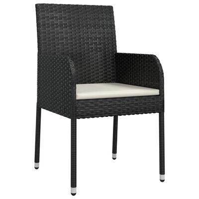 vidaXL Garden Chairs with Cushions 2 pcs Poly Rattan Black
