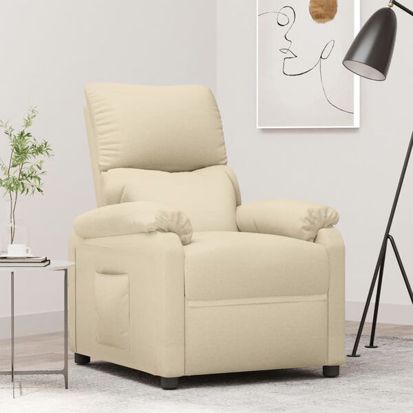 vidaXL Recliner Chair Cream Fabric