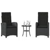 vidaXL 3 Piece Bistro Set with Cushions Black Poly Rattan