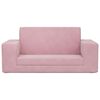 vidaXL Kids' Sofa Bed 2-Seater Pink Soft Plush