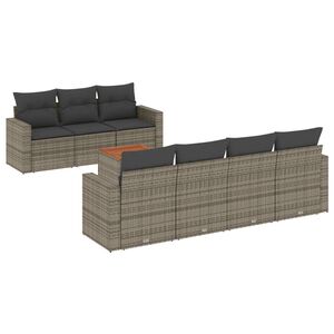 vidaXL 8 Piece Garden Sofa Set with Cushions Grey Poly Rattan
