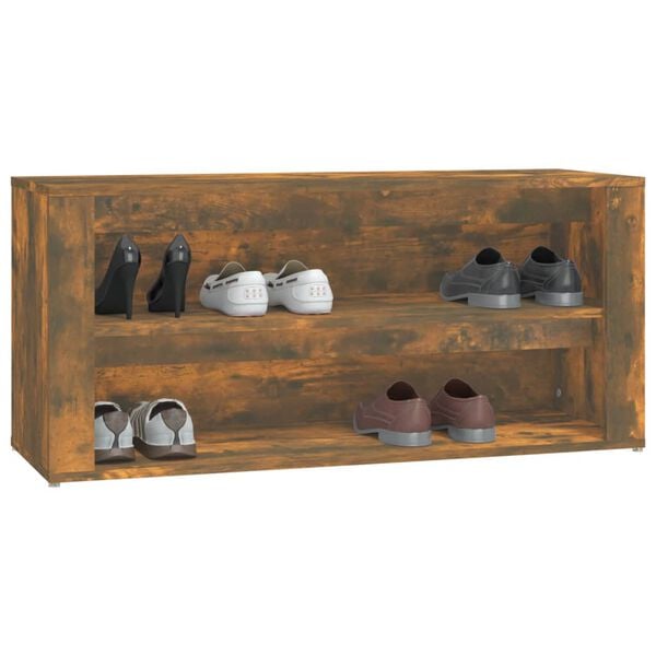 vidaXL Shoe Rack Smoked Oak 100x35x45 cm Engineered Wood
