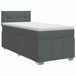vidaXL Box Spring Bed with Mattress Dark Grey 107 x 203 cm Fabric