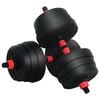 vidaXL 2-in-1 Dumbbell Set Black and Red 121 x 19.5 x 19.5 cm
