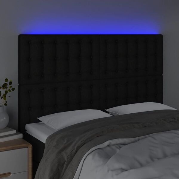 vidaXL LED Headboard Black 144 cm Fabric