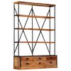 vidaXL 4-Tier Bookcase with 6 Drawers 122x36x181 cm Solid Mango Wood