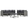 vidaXL 6 Piece Garden Lounge Set with Cushions Poly Rattan Grey