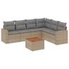 vidaXL 7 Piece Garden Sofa Set with Cushions Beige Poly Rattan