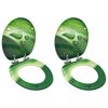 vidaXL WC Toilet Seats with Soft Close Lid 2 pcs MDF Green Water Drop Design