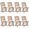 vidaXL Folding Garden Chairs 8 pcs with Cushions Solid Acacia Wood
