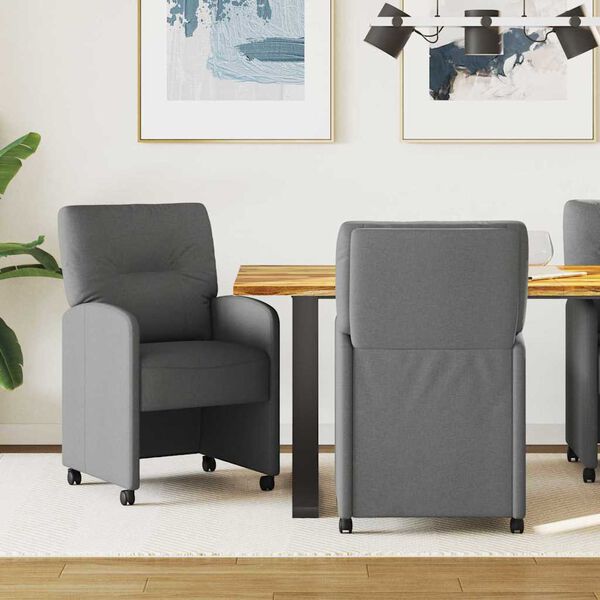 vidaXL Dining Chairs with Wheels 2 pcs Dark grey 57 x 67 x 95 cm