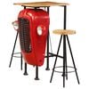 vidaXL Bar Set | Red and brown | Solid mango wood, powder-coated steel | Medium