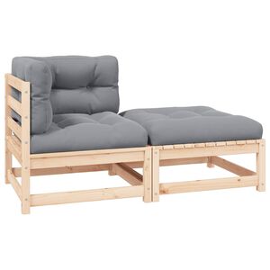 vidaXL 2 Piece Garden Lounge Set with Cushions Solid Pinewood