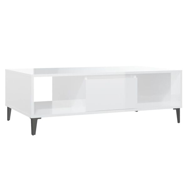 vidaXL Coffee Table High Gloss White 103.5x60x35 cm Engineered Wood