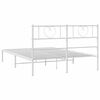 vidaXL Metal Bed Frame without Mattress with Headboard White 135x190cm