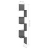 vidaXL Wall Corner Shelf High Gloss Grey 20x20x127.5 cm Engineered Wood