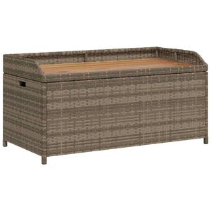 vidaXL Storage Bench Grey 100x50x52 cm Poly Rattan and Acacia Wood
