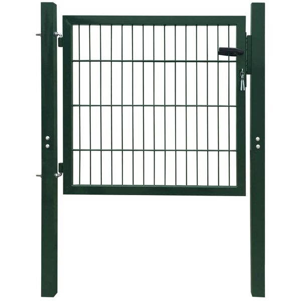 vidaXL Fence Gate Steel Green 100x100 cm