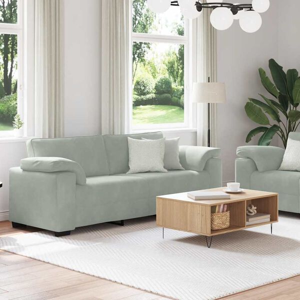 vidaXL 2 Piece Sofa Set with Cushions Light Grey Velvet