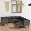 vidaXL 9 Piece Garden Lounge Set with Cushions Poly Rattan Grey