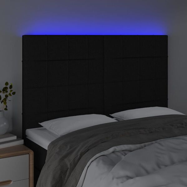 vidaXL LED Headboard Black 144 cm Fabric