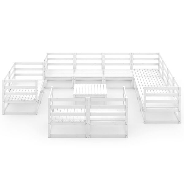 vidaXL 12 Piece Garden Lounge Set White Solid Pinewood