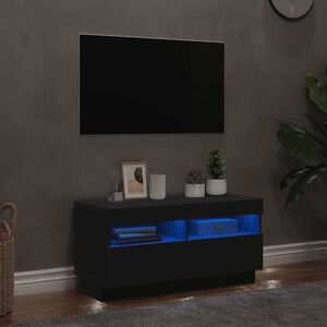 vidaXL TV Cabinet with LED Lights Black 80x35x40 cm