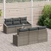 vidaXL Sofa Set with Cushion with Pillow 7 pcs Grey Poly Rattan