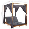 vidaXL Double Sun Lounger with Curtains & Cushions Solid Acacia Wood