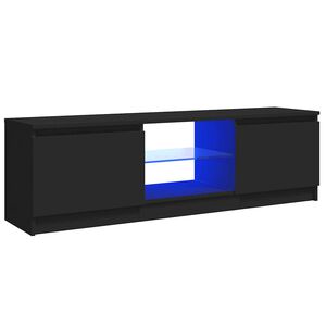 vidaXL TV Cabinet | Black | Engineered wood, tempered glass | Medium