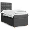 vidaXL Box Spring Bed with Mattress Dark Grey King Single Fabric